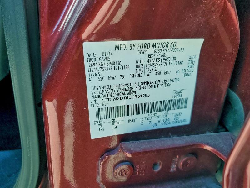 2014 Ford F350 Super მანქანა იყიდება აუქციონზე, vin: 1FT8W3DT6EEB51295, აუქციონის ნომერი: 97644705