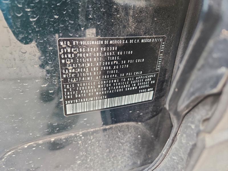 95475085 :رقم المزاد ، 3VV1B7AX6JM191474 vin ، 2018 Volkswagen Tiguan مزاد بيع