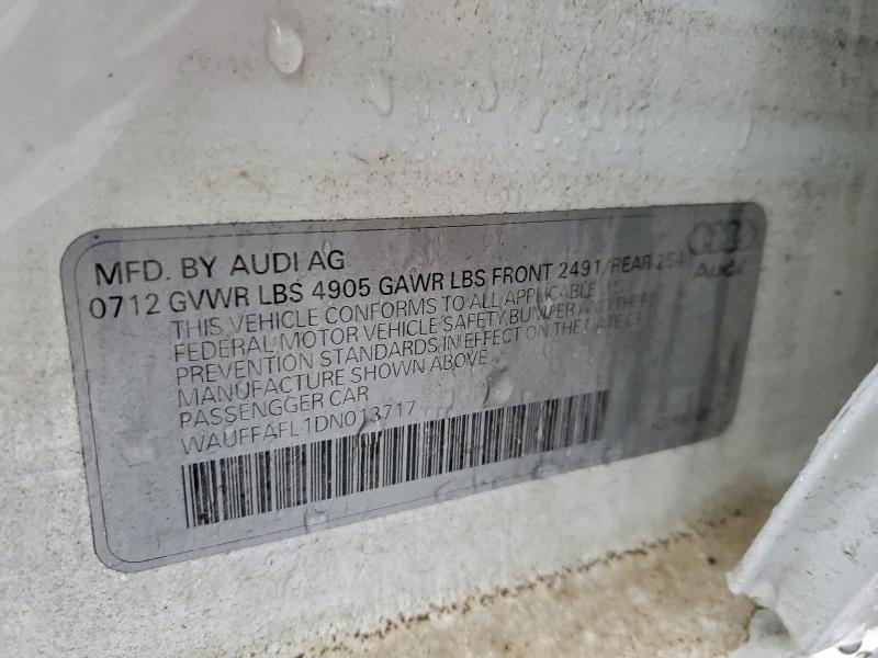 Продаж на аукціоні авто 2013 Audi A4 Premium, vin: WAUFFAFL1DN013717, номер лоту: 97436915
