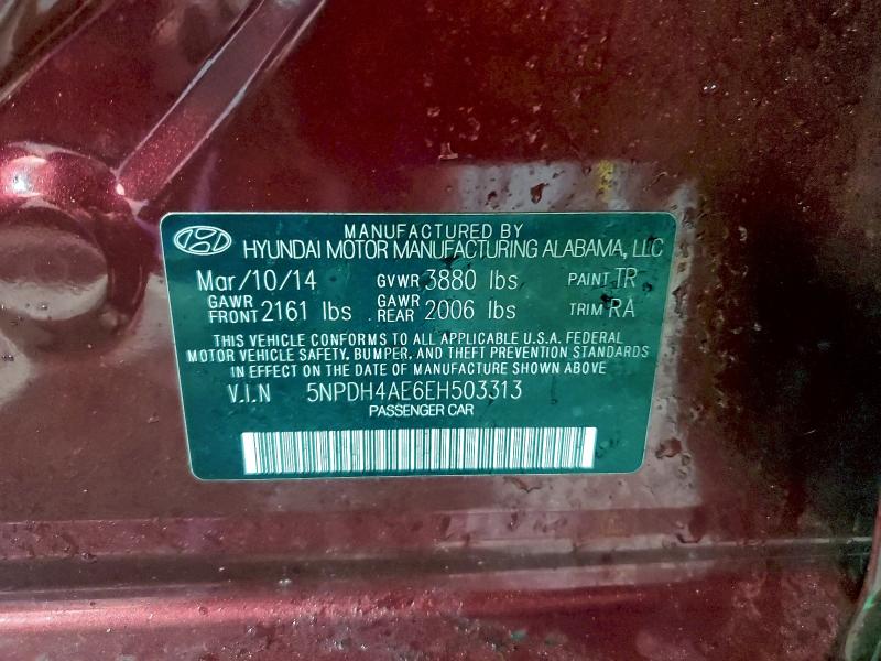 Aukcja sprzedaży 2014 Hyundai Elantra, vin: 5NPDH4AE6EH503313, numer aukcji: 96145565