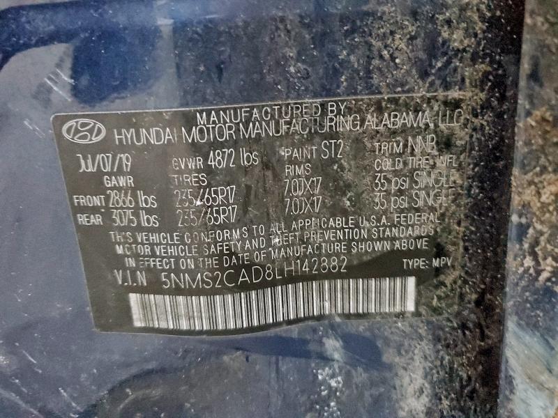 94952865 :رقم المزاد ، 5NMS2CAD8LH142882 vin ، 2020 Hyundai Santa Fe مزاد بيع