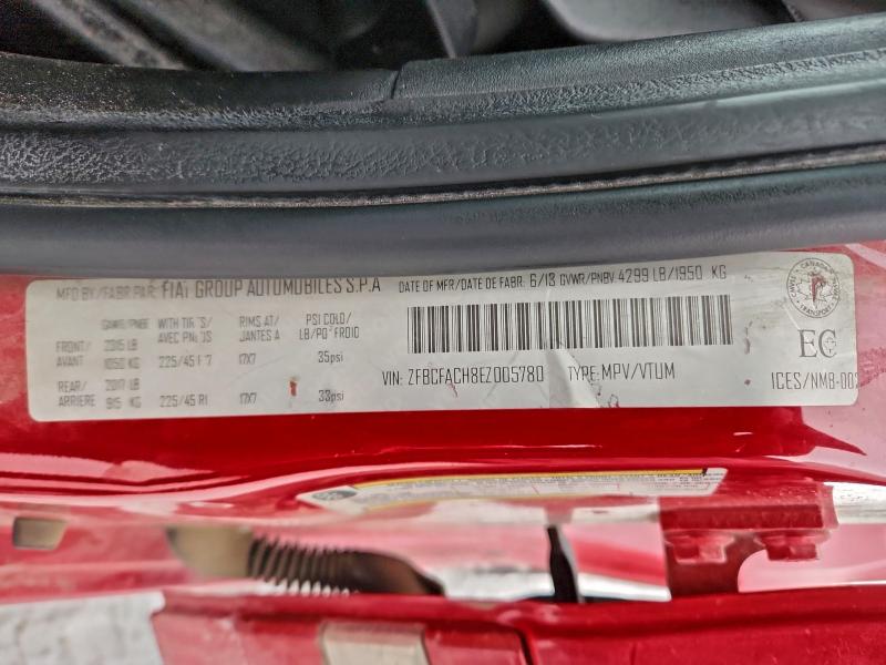 97596335 :رقم المزاد ، ZFBCFACH8EZ005780 vin ، 2014 Fiat 500l مزاد بيع