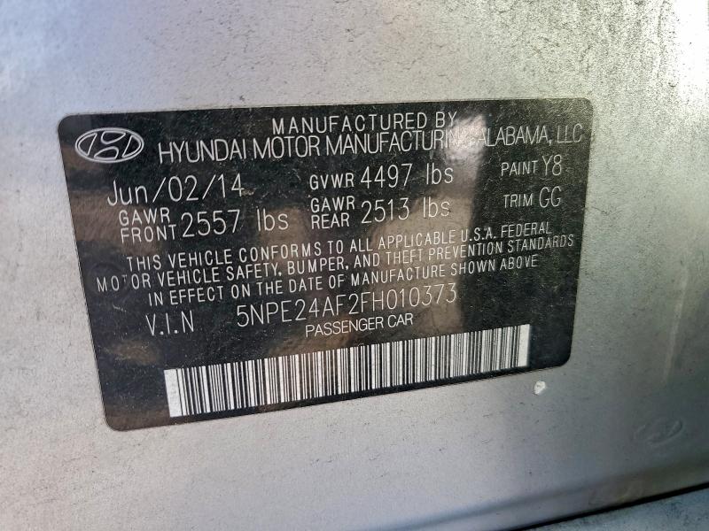 96151585 :رقم المزاد ، 5NPE24AF2FH010373 vin ، 2015 Hyundai Sonata Se مزاد بيع