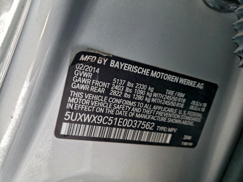 96022565 :رقم المزاد ، 5UXWX9C51E0D37562 vin ، 2014 Bmw X3 مزاد بيع