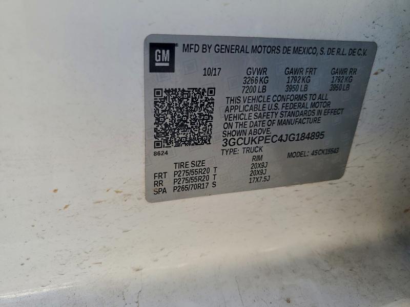 Aukcja sprzedaży 2018 Chevrolet Silver1500, vin: 3GCUKPEC4JG184895, numer aukcji: 94502725