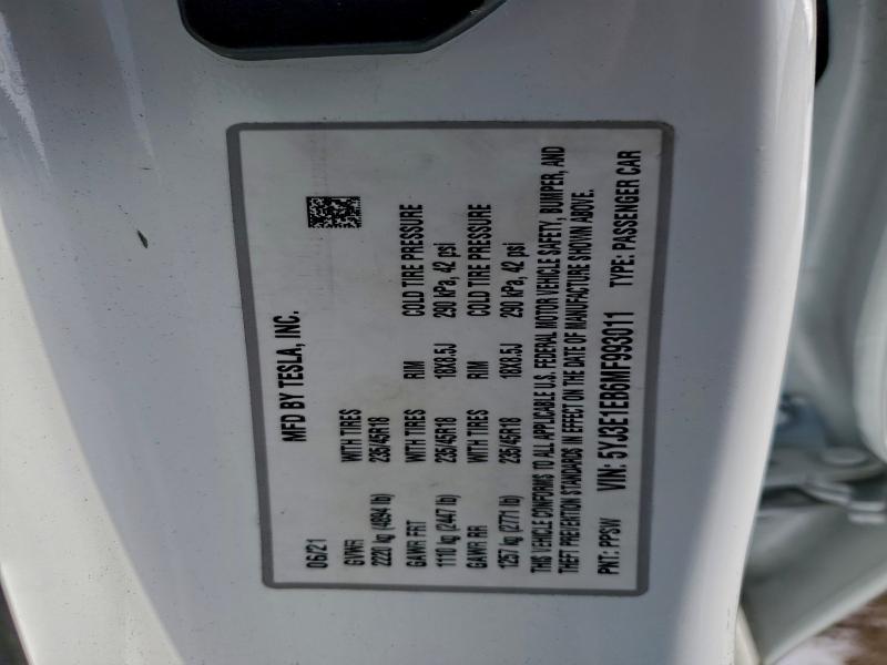 Aukcja sprzedaży 2021 Tesla Model 3, vin: 5YJ3E1EB6MF993011, numer aukcji: 94750975