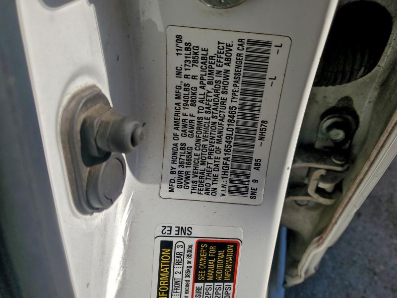 Aukcja sprzedaży 2009 Honda Civic, vin: 1HGFA16549L018465, numer aukcji: 96840455