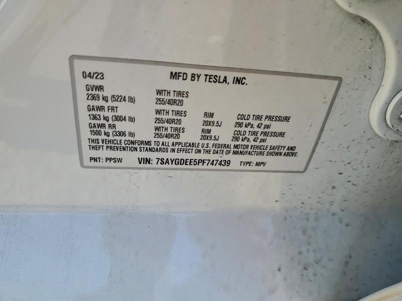 97161515 :رقم المزاد ، 7SAYGDEE5PF747439 vin ، 2023 Tesla Model Y مزاد بيع