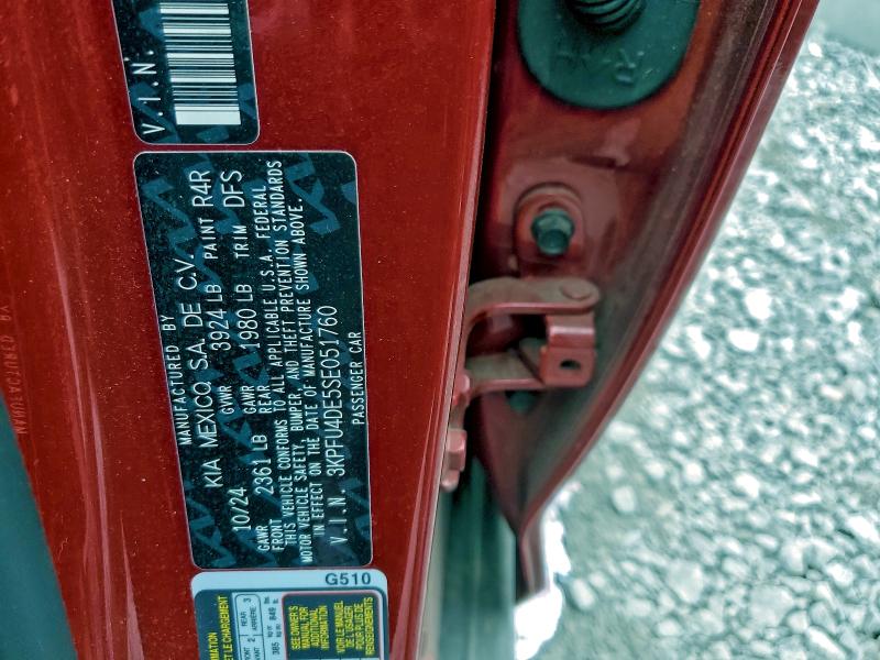 2025 Kia K4 მანქანა იყიდება აუქციონზე, vin: 3KPFU4DE5SE051760, აუქციონის ნომერი: 96166155