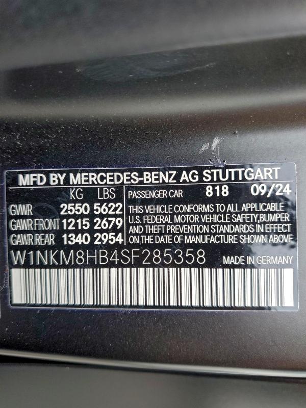 Продаж на аукціоні авто 2025 Mercedes-benz Glc, vin: W1NKM8HB4SF285358, номер лоту: 95560265