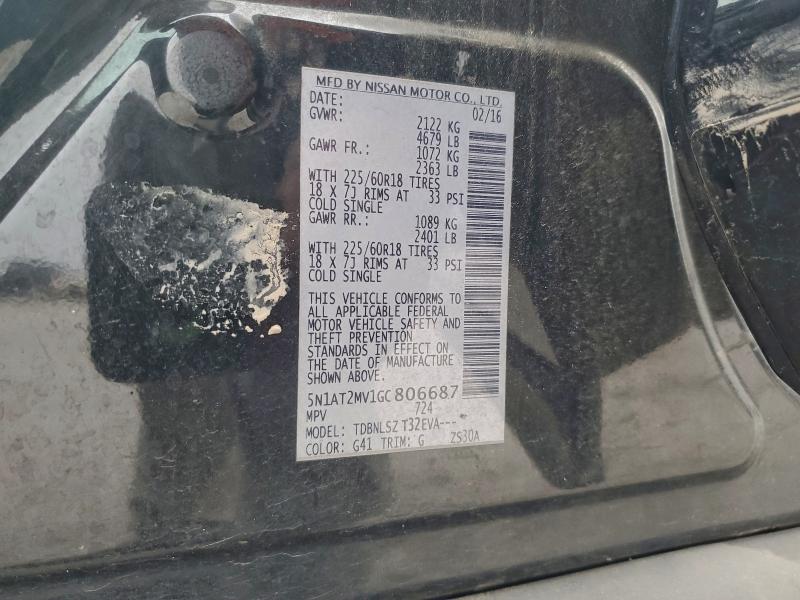 Продаж на аукціоні авто 2016 Nissan Rogue, vin: 5N1AT2MV1GC806687, номер лоту: 95526575