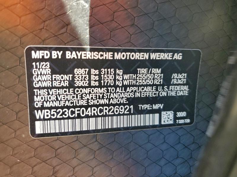 Aukcja sprzedaży 2024 Bmw Ix, vin: WB523CF04RCR26921, numer aukcji: 95106025