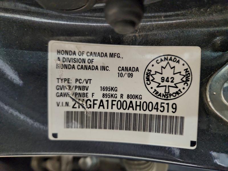 98129515 :رقم المزاد ، 2HGFA1F00AH004519 vin ، 2010 Honda Civic Ex-l 4dr مزاد بيع