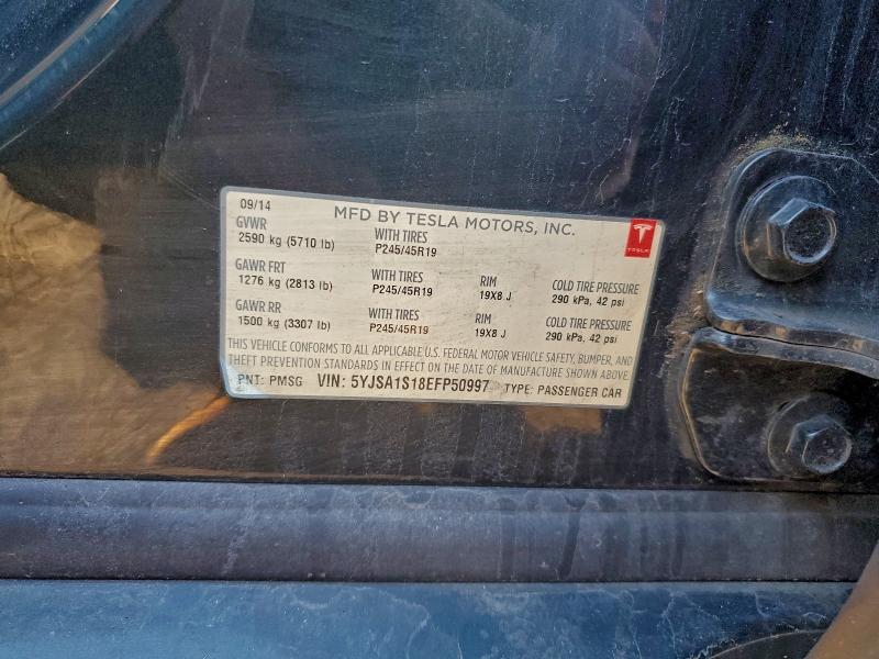98007665 :رقم المزاد ، 5YJSA1S18EFP50997 vin ، 2014 Tesla Model S مزاد بيع
