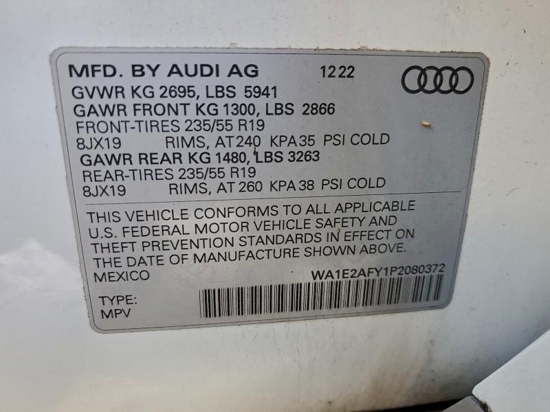 Aukcja sprzedaży 2023 Audi Q5 E, vin: WA1E2AFY1P2080372, numer aukcji: 96599715