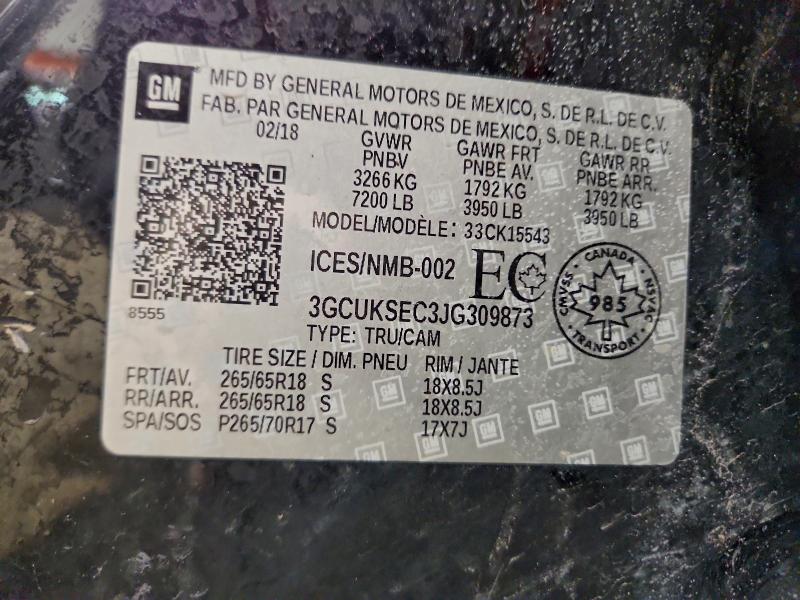 Продажа на аукционе авто 2018 Chevrolet Silverado, vin: 3GCUKSEC3JG309873, номер лота: 97272675