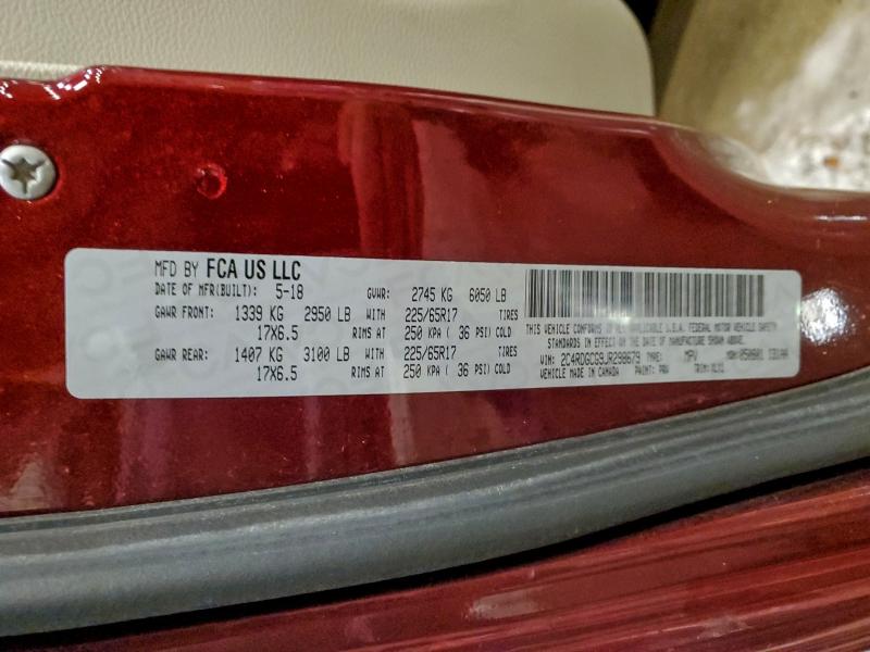 2018 Dodge Grand Caravan მანქანა იყიდება აუქციონზე, vin: 2C4RDGCG9JR298679, აუქციონის ნომერი: 94045935