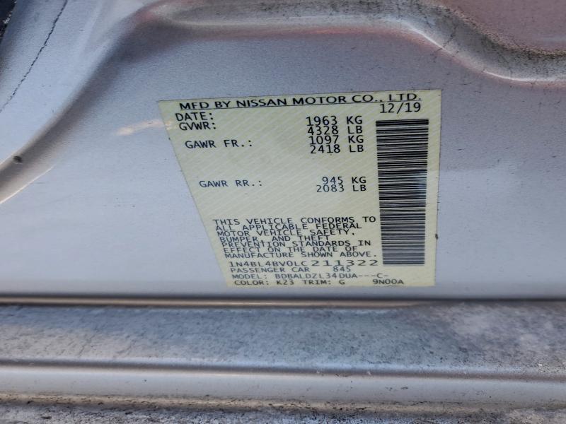 95288875 :رقم المزاد ، 1N4BL4BV0LC211322 vin ، 2020 Nissan Altima مزاد بيع