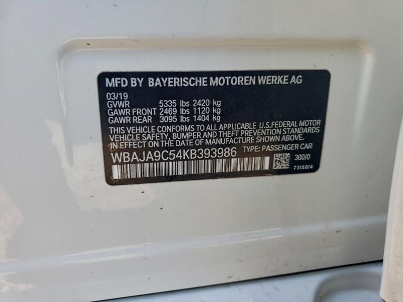 Auction sale of the 2019 Bmw 530e, vin: WBAJA9C54KB393986, lot number: 94286625