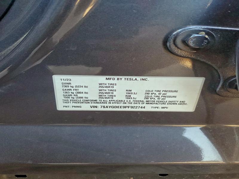 Продаж на аукціоні авто 2023 Tesla Model Y, vin: 7SAYGDEE9PF922744, номер лоту: 94968535