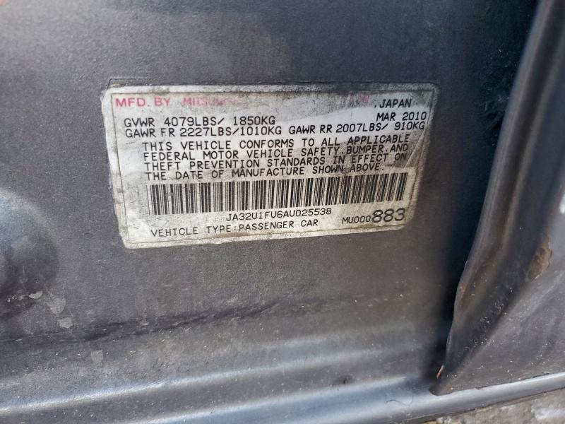 Продаж на аукціоні авто 2010 Mitsubishi Lancer, vin: JA32U1FU6AU025538, номер лоту: 95400415