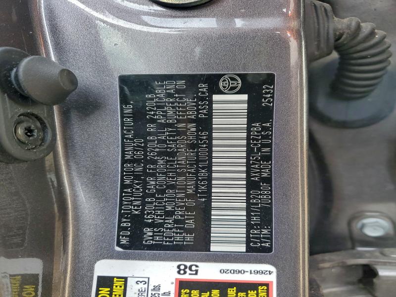 Продаж на аукціоні авто 2020 Toyota Camry Xse, vin: 4T1K61BK1LU004546, номер лоту: 84421585