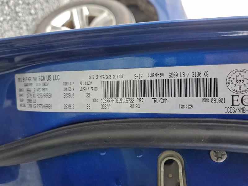 Продажа на аукционе авто 2018 Ram 1500, vin: 1C6RR7HT6JS115722, номер лота: 96837875