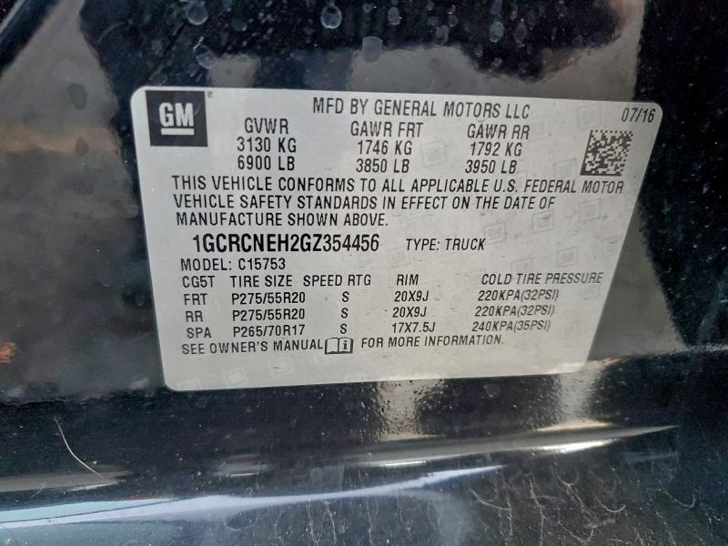 Продаж на аукціоні авто 2016 Chevrolet Silverado, vin: 1GCRCNEH2GZ354456, номер лоту: 96795435