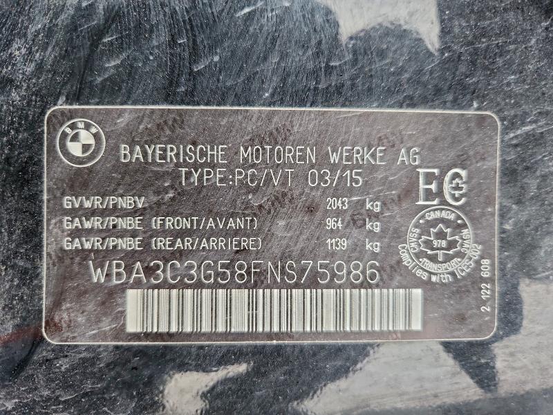 Продажа на аукционе авто 2015 Bmw 320 I Xdri, vin: WBA3C3G58FNS75986, номер лота: 96125255