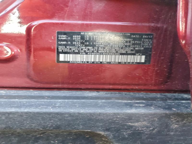 2017 Subaru Outback მანქანა იყიდება აუქციონზე, vin: 4S4BSACC8H3386395, აუქციონის ნომერი: 96592415