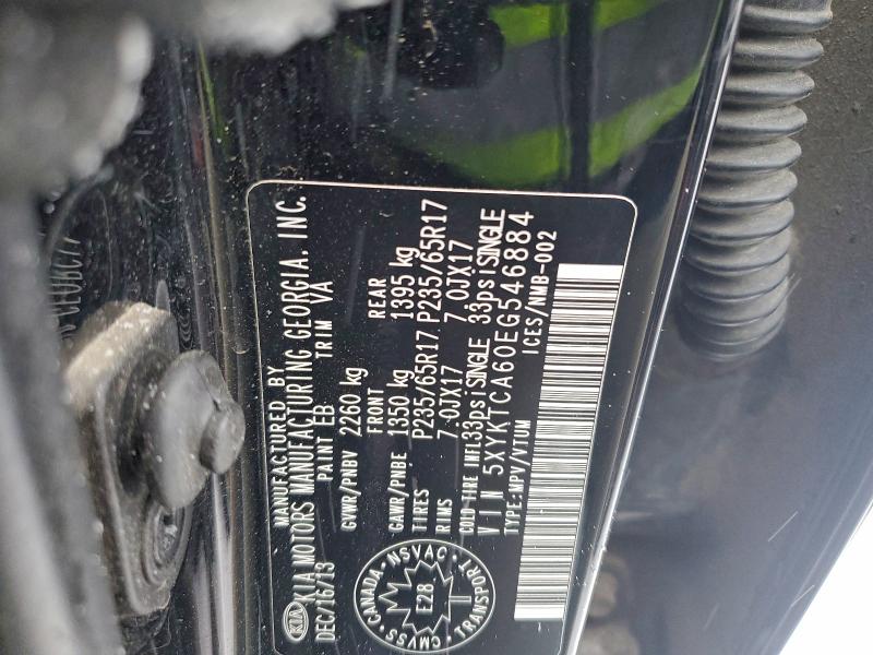 93503365 :رقم المزاد ، 5XYKTCA60EG546884 vin ، 2014 Kia Sorento مزاد بيع