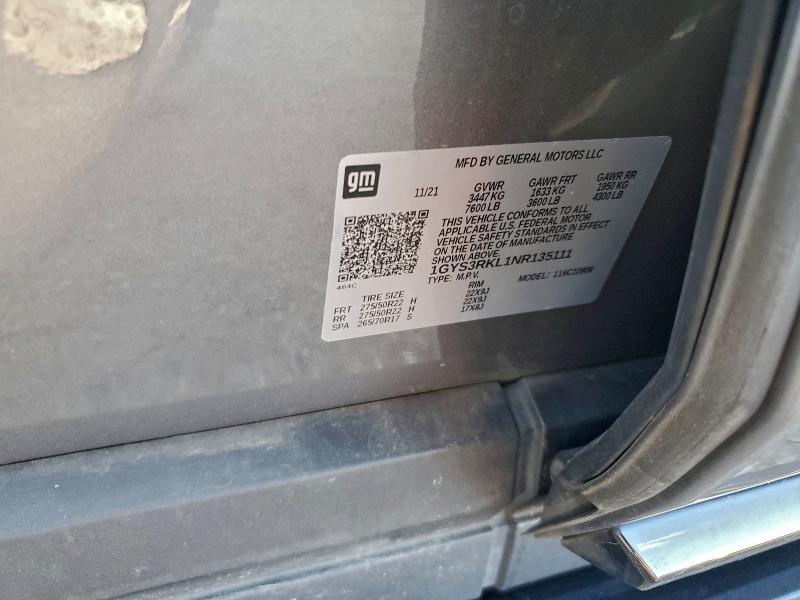 Продажа на аукционе авто 2022 Cadillac Escalade, vin: 1GYS3RKL1NR135111, номер лота: 95448935