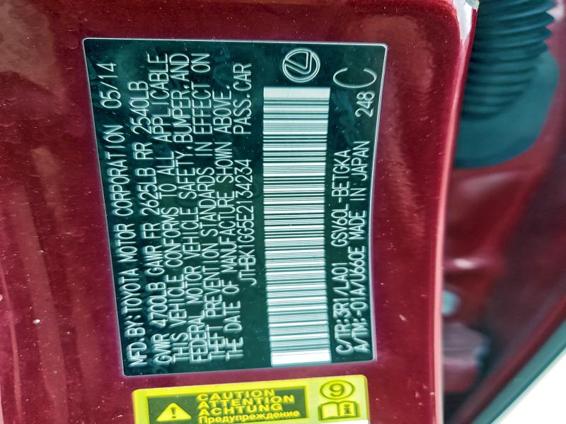 94370485 :رقم المزاد ، JTHBK1GG5E2134234 vin ، 2014 Lexus Es مزاد بيع