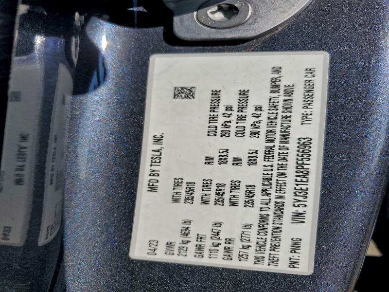 Продажа на аукционе авто 2023 Tesla Model 3, vin: 5YJ3E1EA8PF556963, номер лота: 97106355