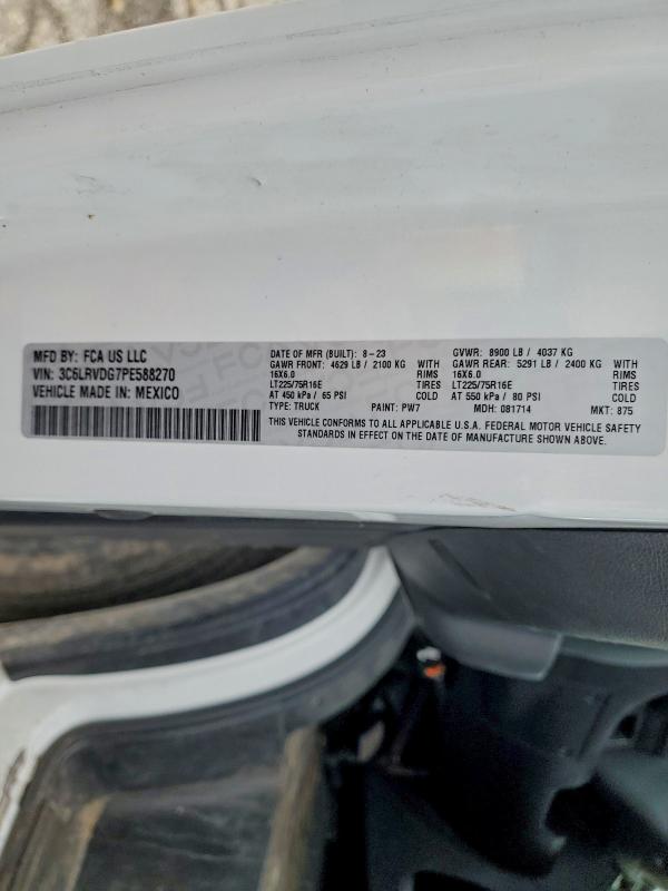 2023 Ram Promaster მანქანა იყიდება აუქციონზე, vin: 3C6LRVDG7PE588270, აუქციონის ნომერი: 96720135