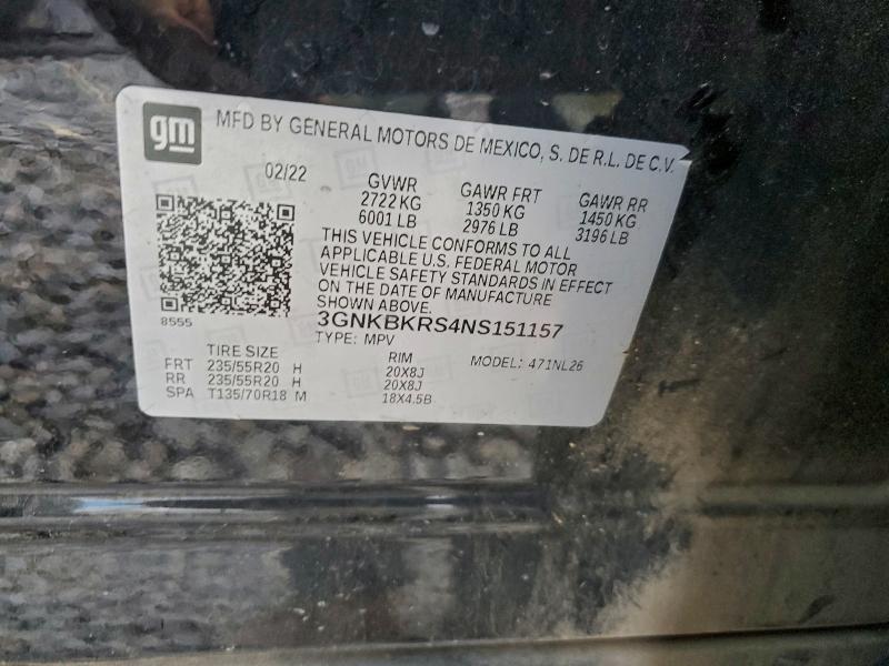Продаж на аукціоні авто 2022 Chevrolet Blazer, vin: 3GNKBKRS4NS151157, номер лоту: 97643335