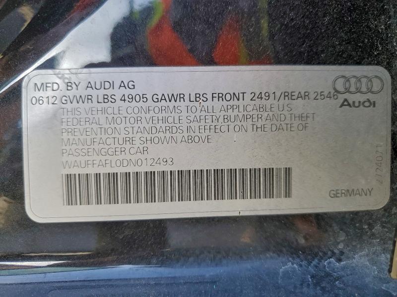 96612925 :رقم المزاد ، WAUFFAFL0DN012493 vin ، 2013 Audi A4 Premium مزاد بيع