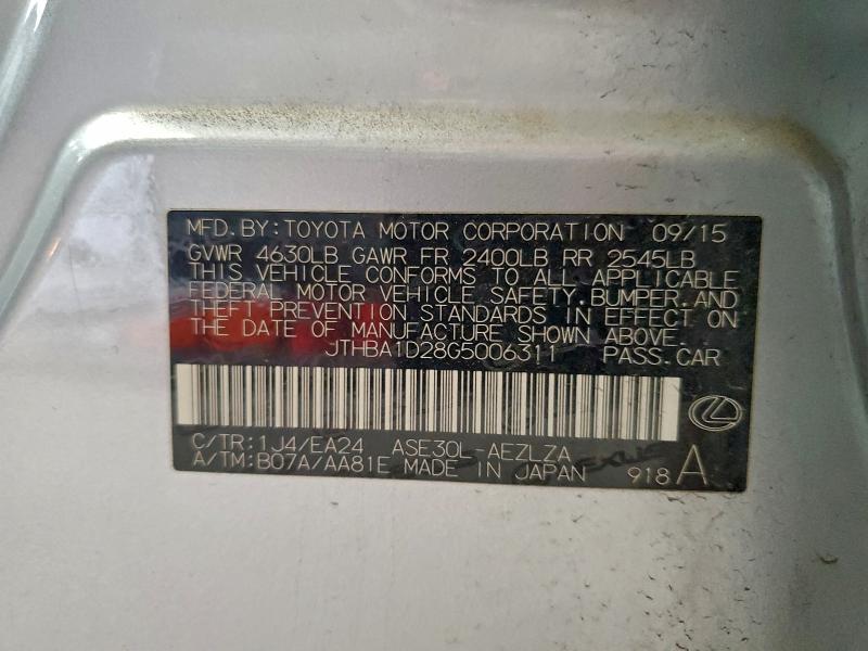 Продажа на аукционе авто 2016 Lexus Is 200t, vin: JTHBA1D28G5006311, номер лота: 95468485