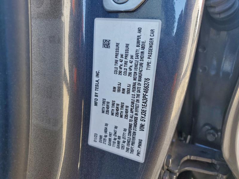 Продаж на аукціоні авто 2023 Tesla Model 3, vin: 5YJ3E1EA3PF466376, номер лоту: 95937235