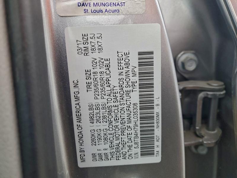 Aukcja sprzedaży 2017 Acura Rdx, vin: 5J8TB4H79HL035308, numer aukcji: 95134975