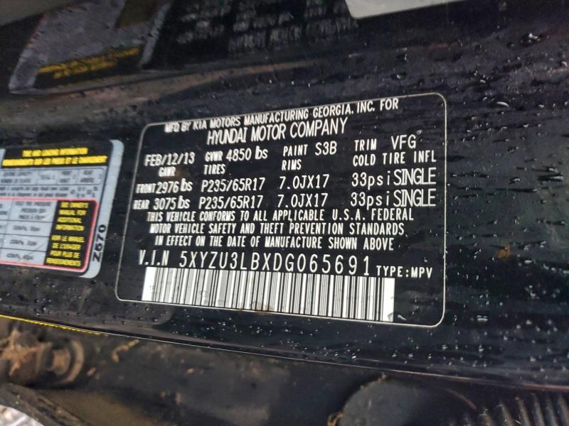 2013 Hyundai Santa Fe მანქანა იყიდება აუქციონზე, vin: 5XYZU3LBXDG065691, აუქციონის ნომერი: 94720955