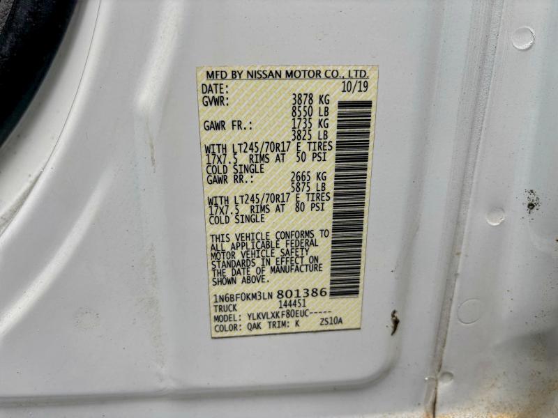 Продаж на аукціоні авто 2020 Nissan Nv 1500 S, vin: 1N6BF0KM3LN801386, номер лоту: 98128585