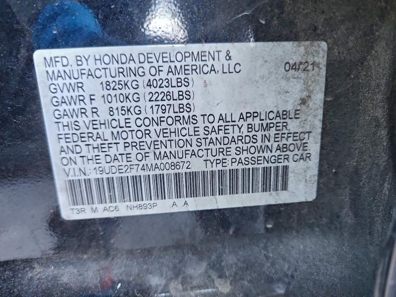 Продажа на аукционе авто 2021 Acura Ilx, vin: 19UDE2F74MA008672, номер лота: 96173555