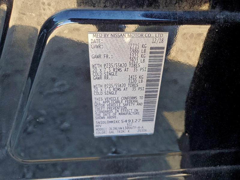 Продаж на аукціоні авто 2019 Infiniti Qx60 Luxe, vin: 5N1DL0MM1KC549127, номер лоту: 96556055