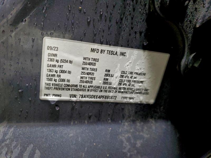 Aukcja sprzedaży 2023 Tesla Model Y, vin: 7SAYGDEE4PF891872, numer aukcji: 94981535