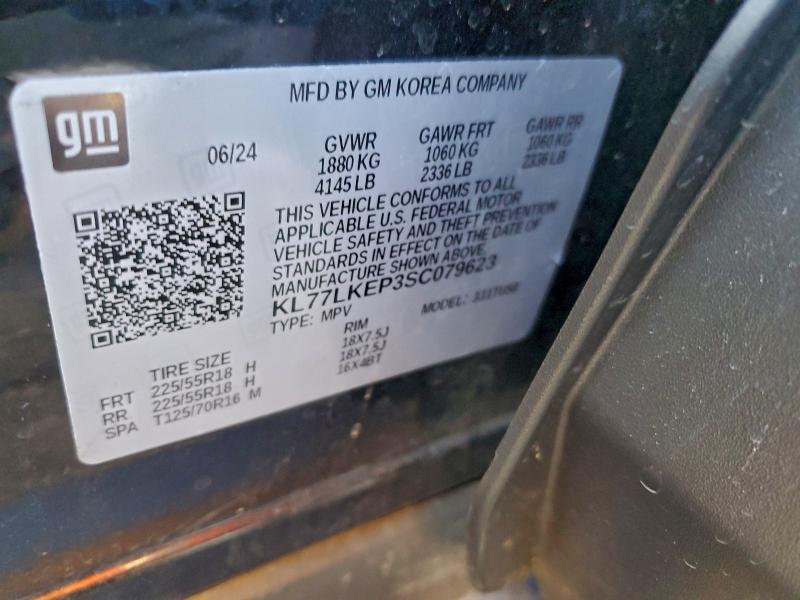 98083095 :رقم المزاد ، KL77LKEP3SC079623 vin ، 2025 Chevrolet Trax مزاد بيع