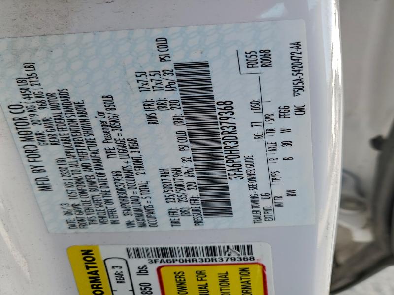 Aukcja sprzedaży 2013 Ford Fusion Se, vin: 3FA6P0HR3DR379368, numer aukcji: 95927805