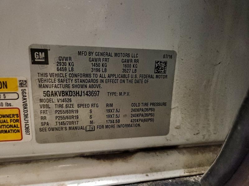 Aukcja sprzedaży 2017 Buick Enclave, vin: 5GAKVBKD3HJ143697, numer aukcji: 97422995