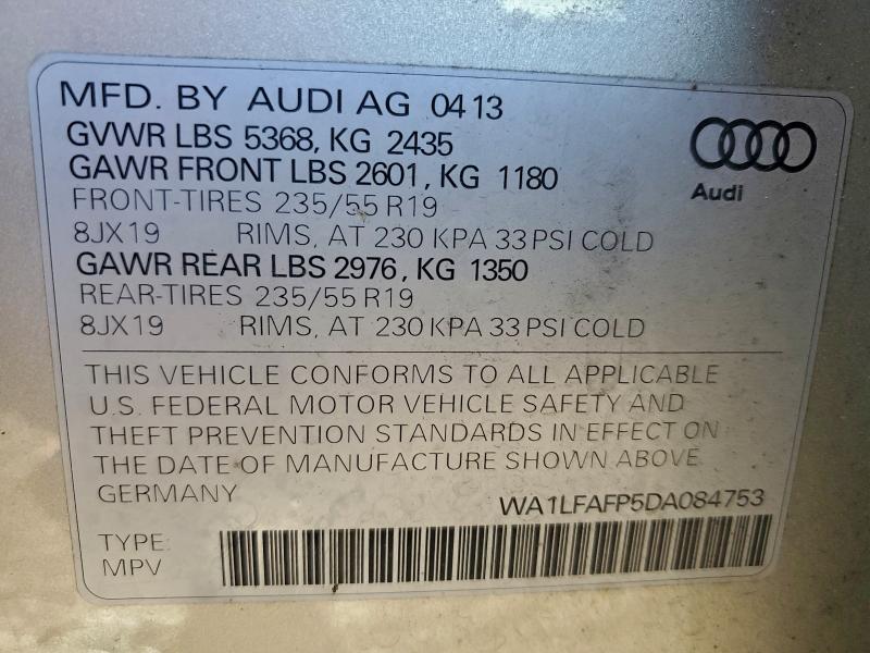 Продажа на аукционе авто 2013 Audi Q5 Premium, vin: WA1LFAFP5DA084753, номер лота: 95341255