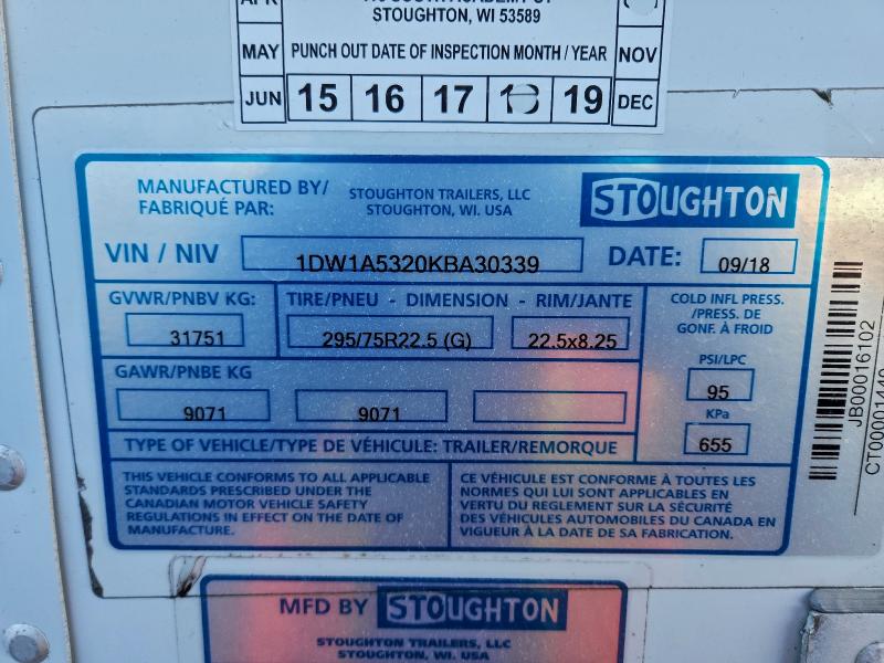 Продажа на аукционе авто 2019 Stoughton Unknown, vin: 1DW1A5320KBA30339, номер лота: 90448935